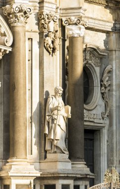 Catania'daki Saint Agatha Metropolitan Katedrali Heykelleri, Sicilya, İtalya.