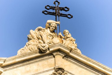 Catania'daki Saint Agatha Metropolitan Katedrali Heykelleri, Sicilya, İtalya.