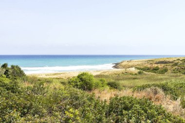 Noto'daki Eloro Plajı manzaraları, Sicilya, İtalya.