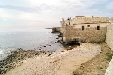 Syracuse Maniace Kalesi Mimari Manzaraları, Sicilya, İtalya.