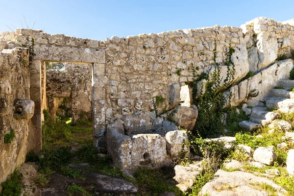 Antiguas Ruinas Del Castillo Medieval Palazzolo Acreide Provincia Siracusa Italia — Foto de Stock