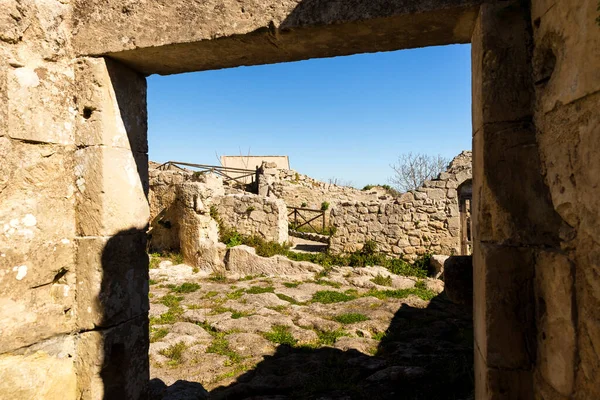 Antiguas Ruinas Del Castillo Medieval Palazzolo Acreide Provincia Siracusa Italia — Foto de Stock