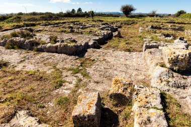 Arkeolojik Bölge 'nin Peyzajları - İtalya' nın Syracuse ili, Palazzolo Acreide 'deki Akropolis.