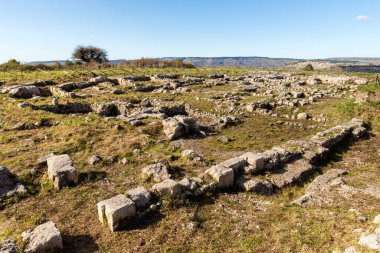 Arkeolojik Bölge 'nin Peyzajları - İtalya' nın Syracuse ili, Palazzolo Acreide 'deki Akropolis.