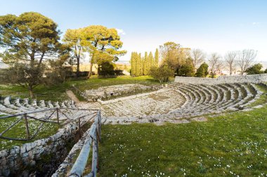 Palazzolo Acreide 'deki Yunan Tiyatrosu' nun Güzel Sahneleri, Syracuse, İtalya.