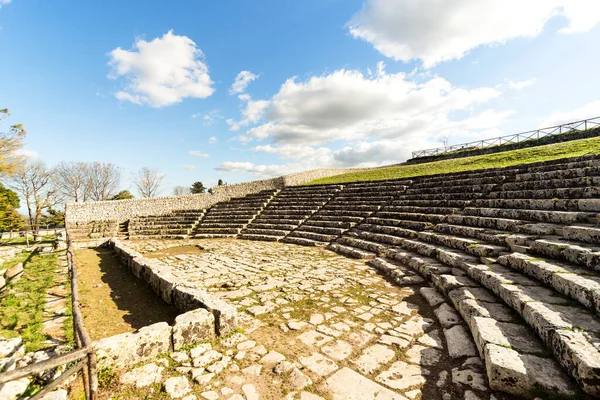 Beautiful Sceneries of The Greek Theater in Palazzolo Acreide, Province of Syracuse, Italy.