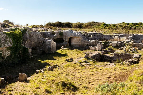 Vistas Panorámicas Zona Central Zona Arqueológica Akrai Palazzolo Acreide Sicilia — Foto de Stock