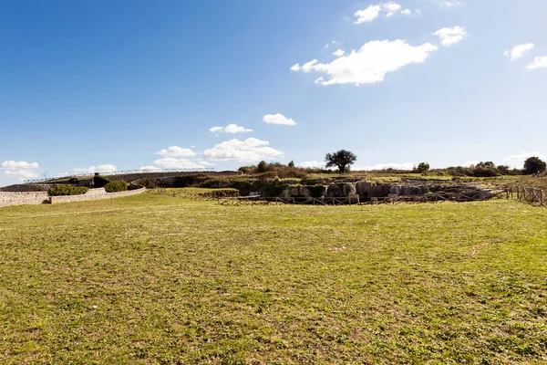 Panoramatický Výhled Centrální Oblast Archeologické Zóně Akrai Palazzolo Acreide Sicílie — Stock fotografie