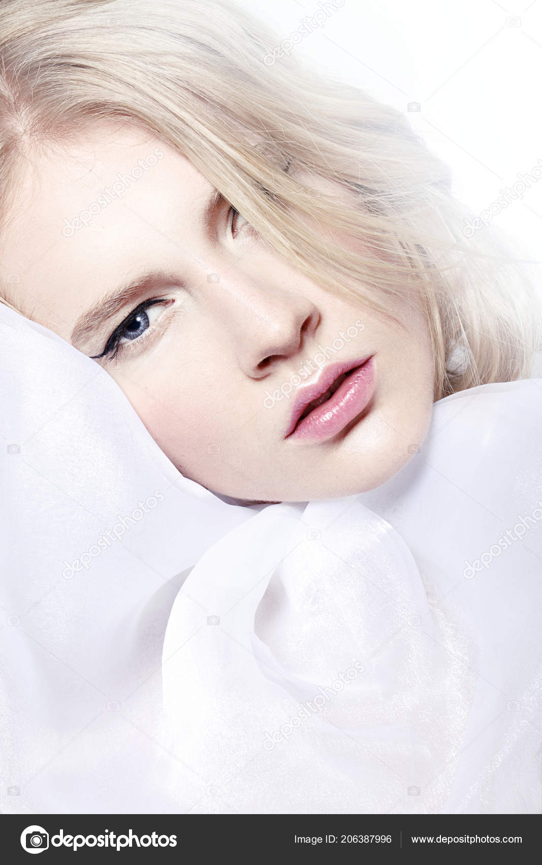 Beautiful Fashion Portrait Young Model Natural Make Blonde Hair