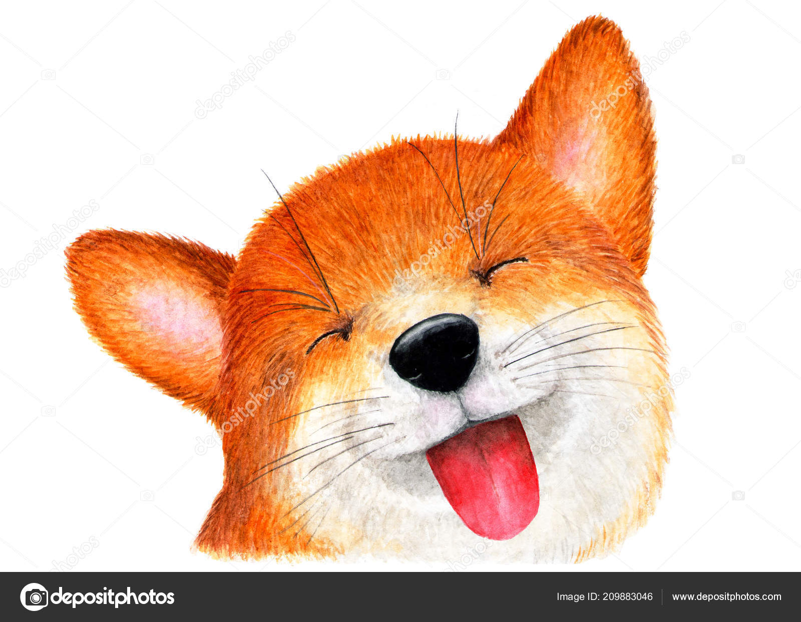 Stockillustratie van Fox Vertoont Tong Aquarel Illustratie