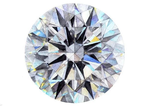 Diamante Brillante Ilustración Acuarela Una Joya Diamante Dibujado Por Las — Foto de Stock