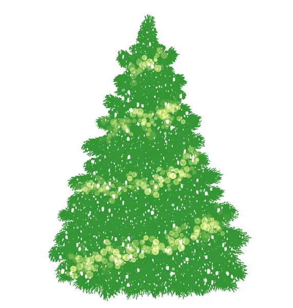 Christmas Tree Illustration Elegant Christmas Tree Christmas Tree Garlands Snow — Stock Photo, Image