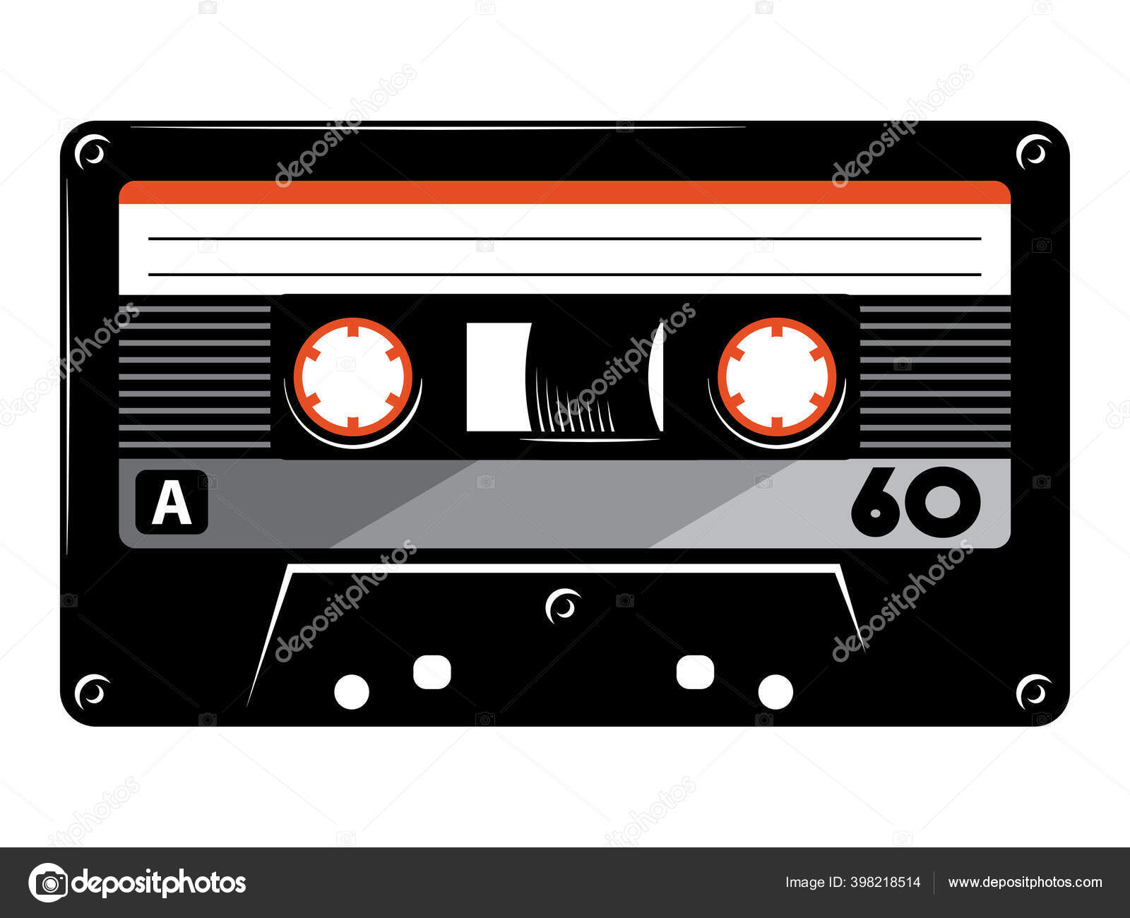 Ilustración Vectorial Cinta Cassette Vintage Retro Sobre Fondo Blanco  Aislado Vector de stock por ©Artoholics 398218514