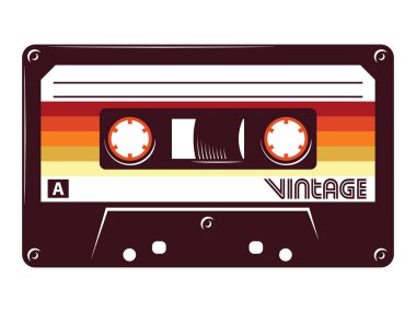 Retro vintage cassette tape vector illustration on isolated white background. clipart