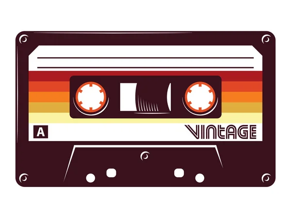 Ilustración Vectorial Cinta Cassette Vintage Retro Sobre Fondo Blanco Aislado — Vector de stock