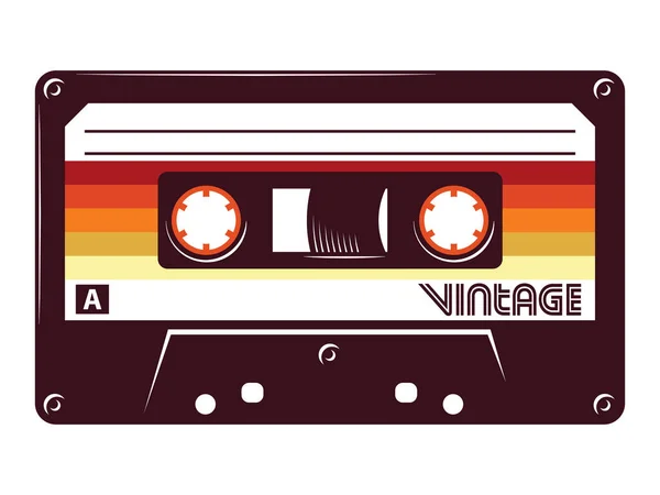 Retro Vintage Cassette Tape Vector Illustratie Geïsoleerde Witte Achtergrond — Stockvector