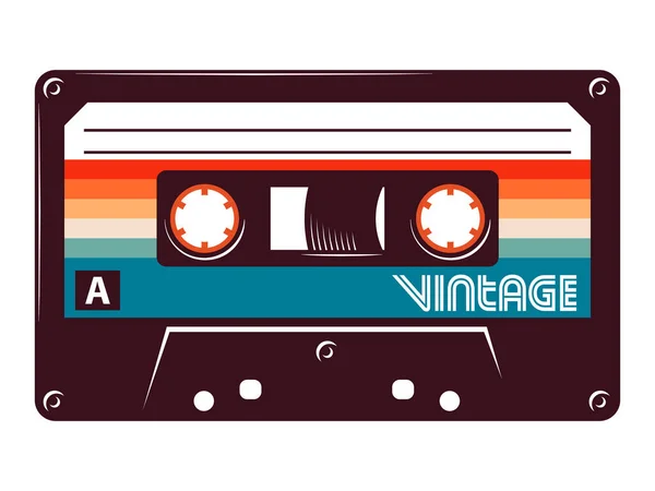Fita Cassete Retro Vintage Mixtape Vetor Ilustração Fundo Branco Isolado — Vetor de Stock