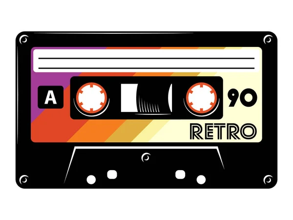 Κασέτα Retro Vintage Mixtape Διανυσματική Απεικόνιση Απομονωμένο Λευκό Φόντο — Διανυσματικό Αρχείο