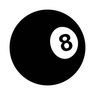 Vector billiards snooker pool 8ball silhouette illustration isolated on white background. Ideal for logo design element, sticker, car decals and any kind of decoration. clipart