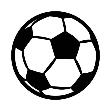 Futbol topu, futbol topu silueti vektör çizimi beyaz arka planda izole edilmiş. Logo tasarımı ögesi, çıkartma, araba çıkartması ve herhangi bir dekorasyon için ideal.