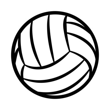 Beyaz zemin üzerinde izole edilmiş voleybol siluet vektör çizimi. Logo tasarımı ögesi, çıkartma, araba çıkartması ve herhangi bir dekorasyon için ideal.
