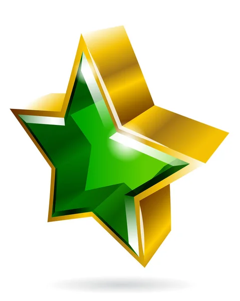 Beyaz Arka Planda Izole Edilmiş Altın Yeşil Yıldız Sembolü Grafiği — Stok Vektör