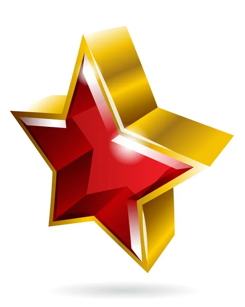 Grafica Simbolo Stella Rossa Oro Isolato Sfondo Bianco Illustrazione Vettoriale — Vettoriale Stock