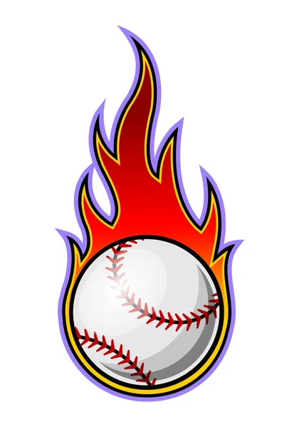 Wektorowa Ilustracja Piłki Baseballowej Prostym Kształcie Płomienia Idealny Naklejek Naklejek — Wektor stockowy