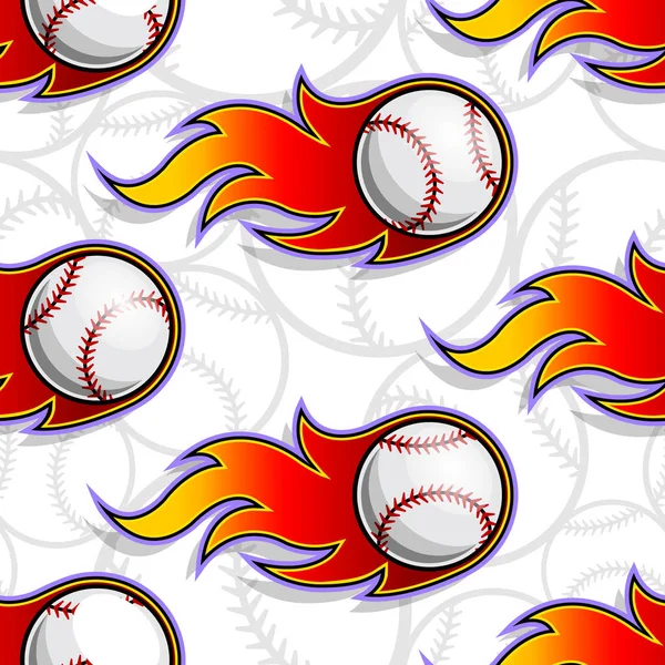 Pallone Baseball Con Fiamme Vettoriale Illustrazione — Vettoriale Stock