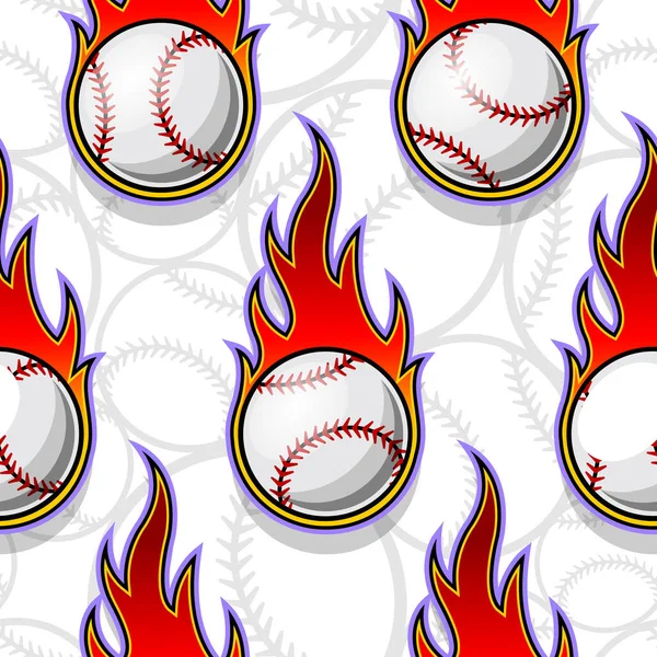 Baseballová Koule Vektorovou Ilustrací Plamenů — Stockový vektor