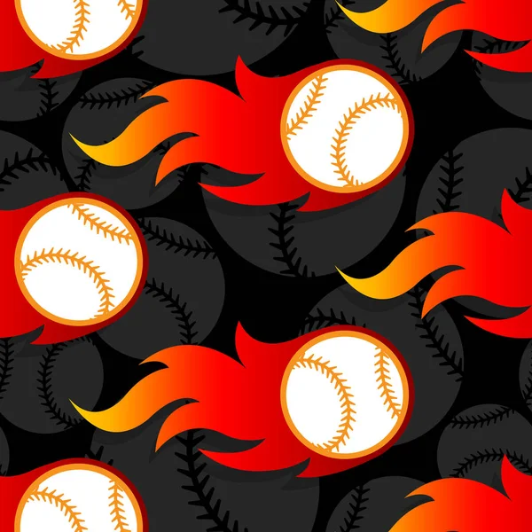 Bezproblémový Vzor Ikonami Baseballových Míčků Plameny Vektorová Ilustrace Ideální Pro — Stockový vektor