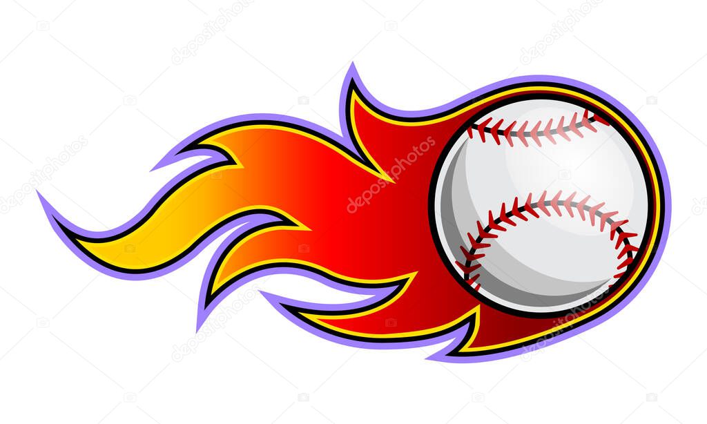 Vector illustration of baseball ball with simple flame shape. Ideal for sticker, decal, sport logo and any kind of decoration.