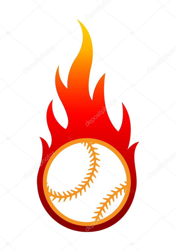 Vector illustration of baseball ball with simple flame shape. Ideal for sticker, decal, sport logo and any kind of decoration.