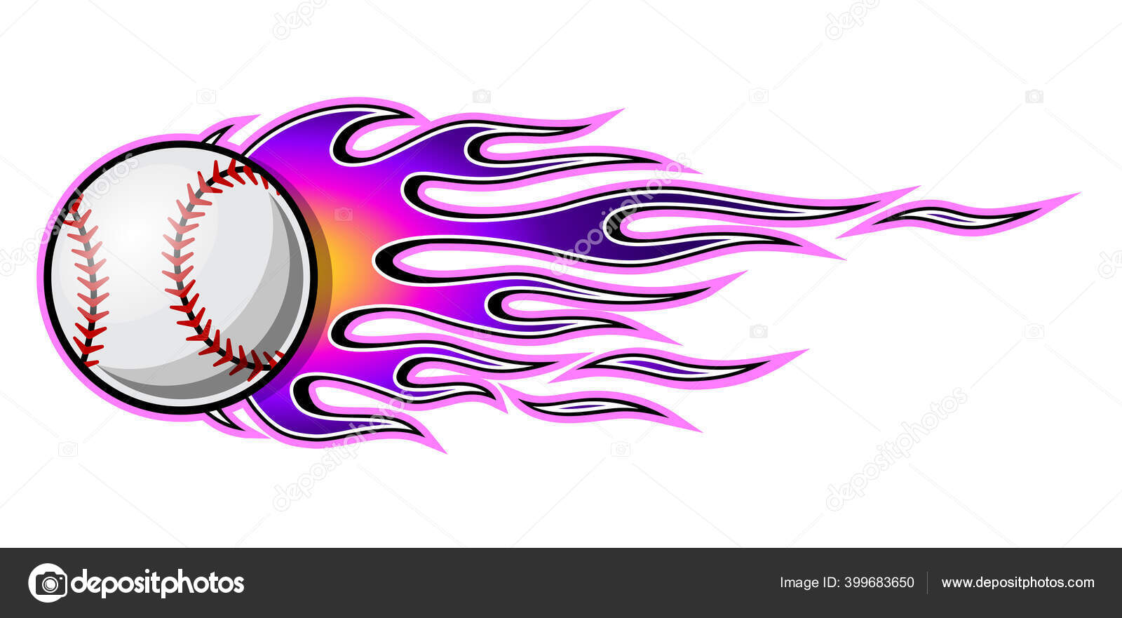 Baseball Softball Ball Vector Illustration Hot Rod Flames Ideal Printable  Stock Vector by ©Artoholics 399683650, image size:1600x881