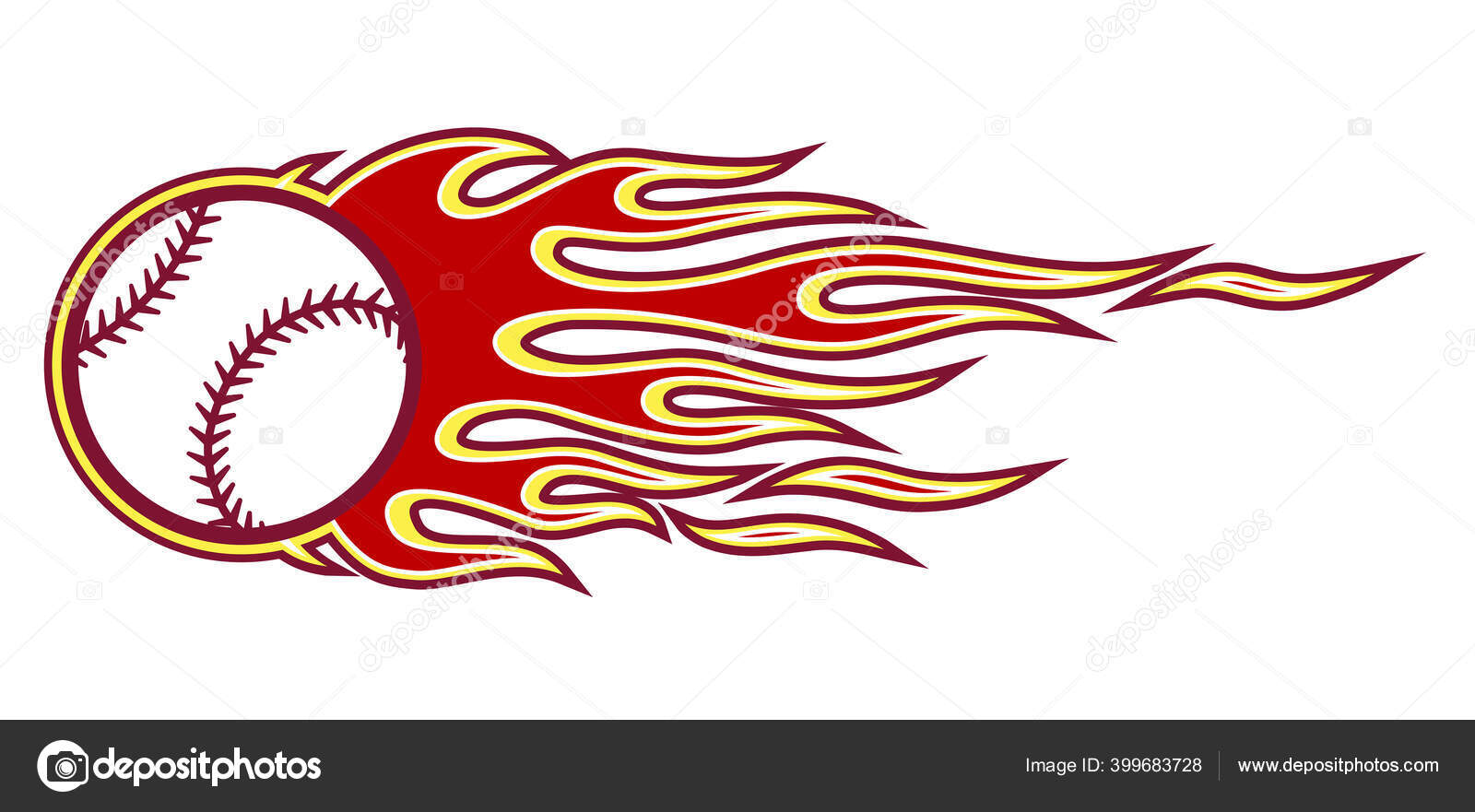 Baseball Softball Ball Vector Illustration Hot Rod Flames Ideal
