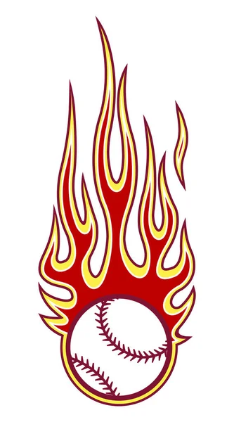 ホットロッド炎形状の野球ソフトボールボールのベクトルイラスト 印刷可能なステッカーに最適ですデカールスポーツロゴデザインと任意の装飾 — ストックベクタ