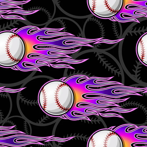 Друкований Безшовний Візерунок Бейсбольною Ячем Полум Гарячого Класу Векторні Ілюстрації — стоковий вектор
