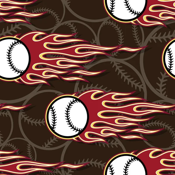 Pelotas Béisbol Softbol Imprimibles Patrón Sin Costuras Con Llamas Hotrod — Archivo Imágenes Vectoriales