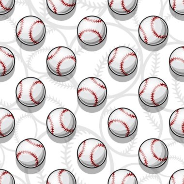 Beyzbol softball grafikleriyle kusursuz desen. Vektör çizimi. Duvar kağıdı, ambalaj, kumaş, tekstil, ambalaj kağıdı tasarımı ve her türlü dekorasyon için idealdir..