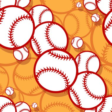 Beyzbol softball grafikleriyle kusursuz desen. Vektör çizimi. Duvar kağıdı, ambalaj, kumaş, tekstil, ambalaj kağıdı tasarımı ve her türlü dekorasyon için idealdir..