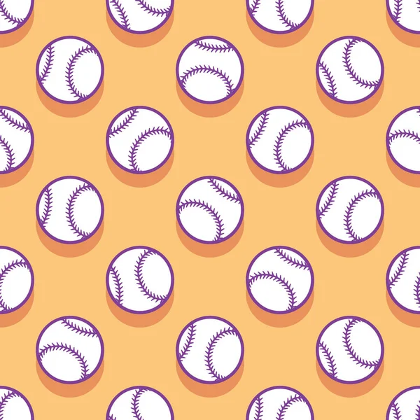 Seamless pattern with baseball softball ball graphics. Vector illustration. Ideal for wallpaper, packaging, fabric, textile, wrapping paper design and any kind of decoration.