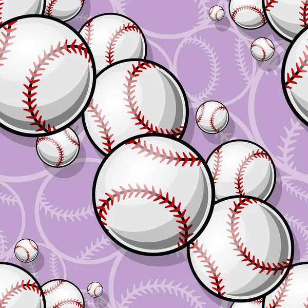 Seamless pattern with baseball softball ball graphics. Vector illustration. Ideal for wallpaper, packaging, fabric, textile, wrapping paper design and any kind of decoration.