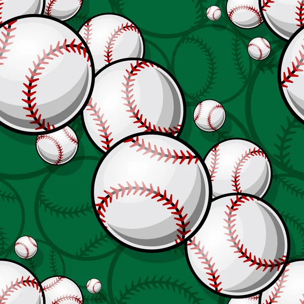 野球ソフトボールボールグラフィックとシームレスなパターン ベクトルイラスト パッケージ ファブリック テキスタイル 包装紙のデザインや装飾の任意の種類に最適です — ストックベクタ