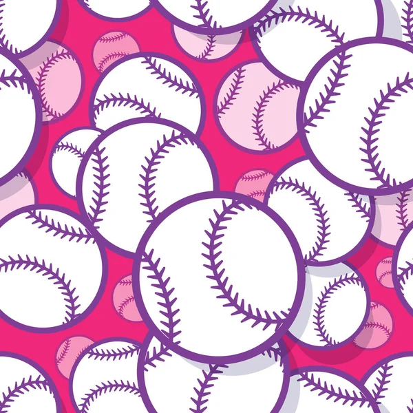 Seamless pattern with baseball softball ball graphics. Vector illustration. Ideal for wallpaper, packaging, fabric, textile, wrapping paper design and any kind of decoration.