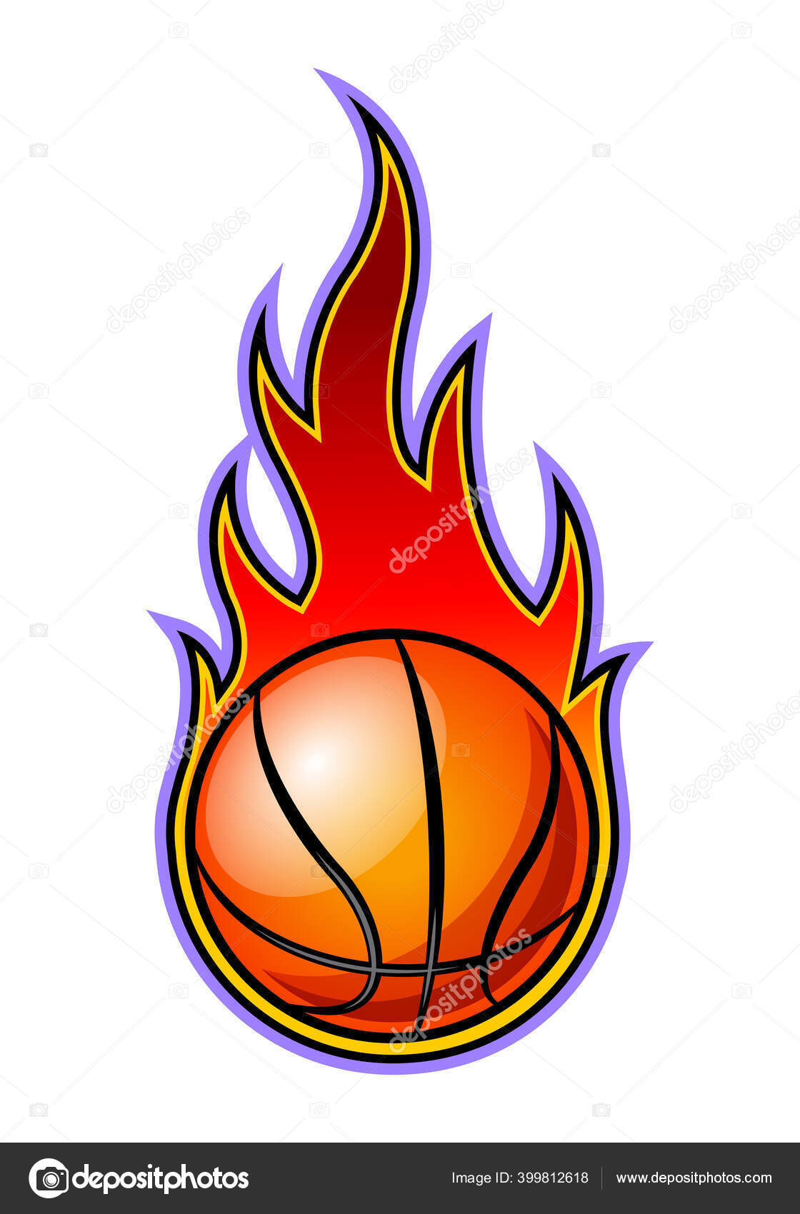 Bola de basquete com logotipo de chama de fogo