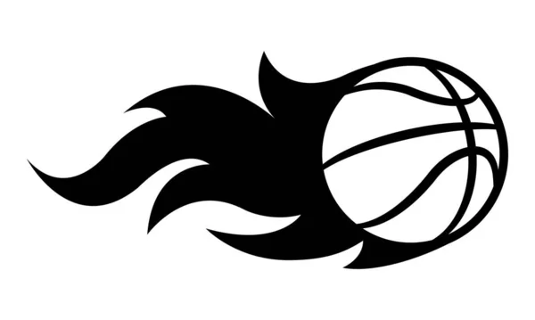 Векторный Силуэт Баскетбольного Мяча Классическим Пламенем Идеально Подходит Наклеек Наклейки — стоковый вектор