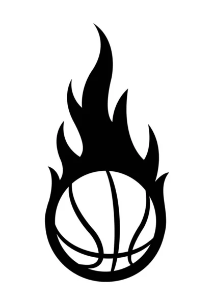 Silhouette Ballon Basket Ball Vectorielle Flamboyante Aux Flammes Classiques Idéal — Image vectorielle