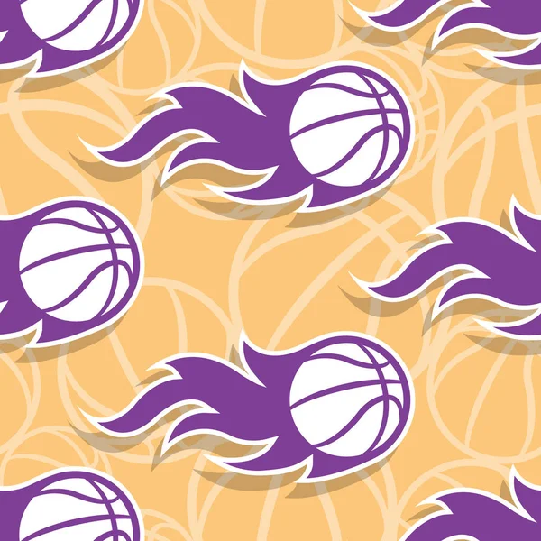Nahtloses Muster Mit Brennendem Basketballball Vektorillustration Ideal Für Verpackungen Tapeten — Stockvektor