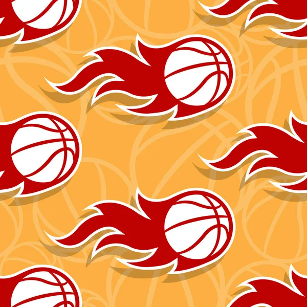 Seamless Pattern Burning Basketball Ball Vector Illustration Ideal Wrapping Packaging — Stock Vector