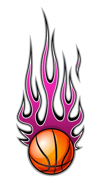 Vektor Illusztráció Égő Kosárlabda Ikon Forró Rúd Lángok Ideális Matrica — Stock Vector